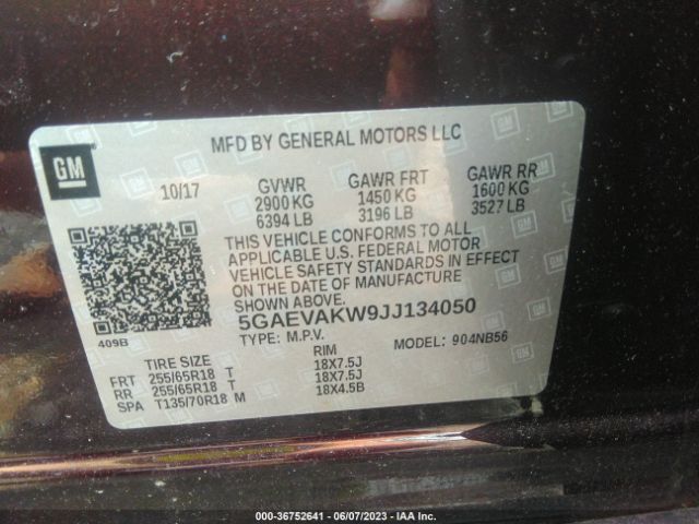 5GAEVAKW9JJ134050 Buick Enclave Essence