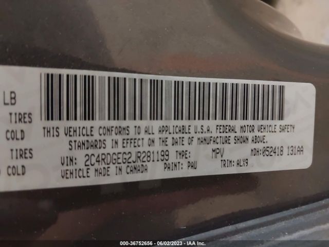 2C4RDGEG2JR281199 Dodge Grand Caravan Gt