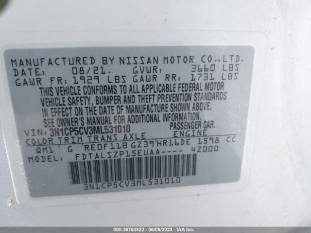 3N1CP5CV3ML531010 Nissan KICKS SV