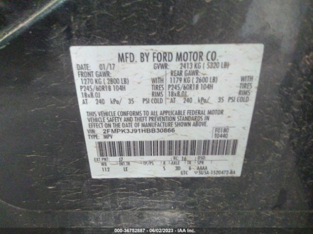 2FMPK3J91HBB30866 Ford EDGE SEL