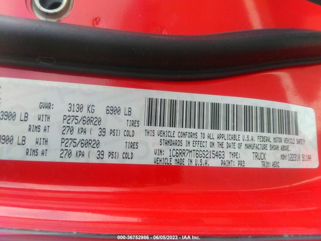 1C6RR7MT6GS215463 RAM 1500 Sport