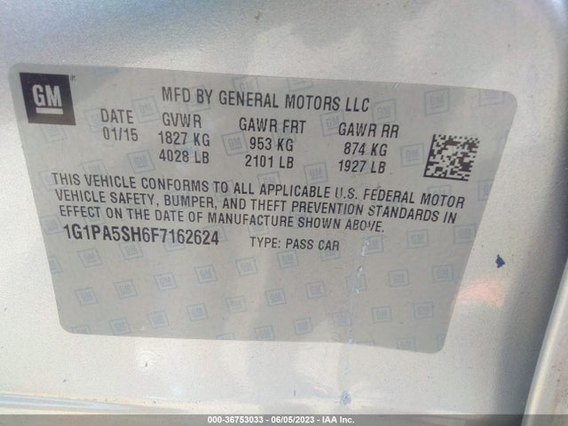 Chevrolet CRUZE LS 2015 1G1PA5SH6F7162624 Image 10
