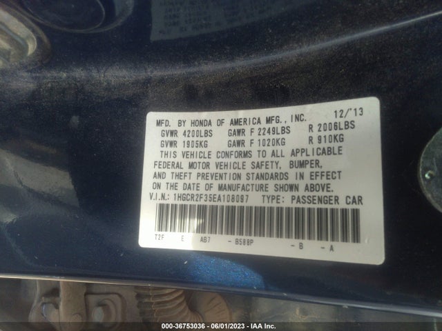 Honda Accord Sedan Lx 2014 1HGCR2F35EA108097 Image 9
