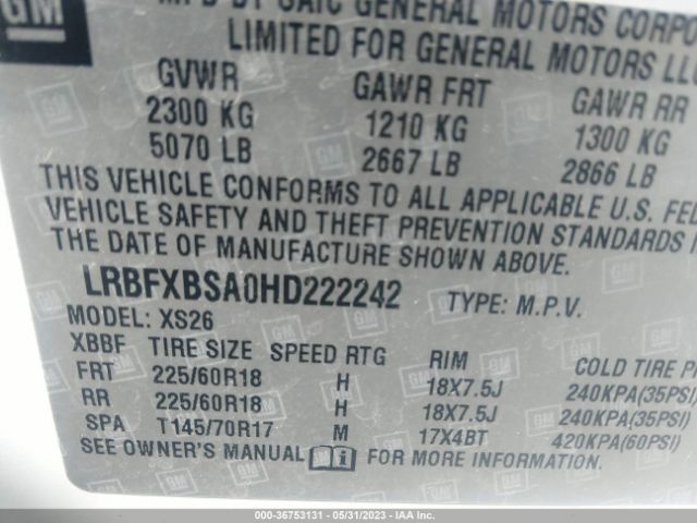 LRBFXBSA0HD222242 Buick Envision Essence