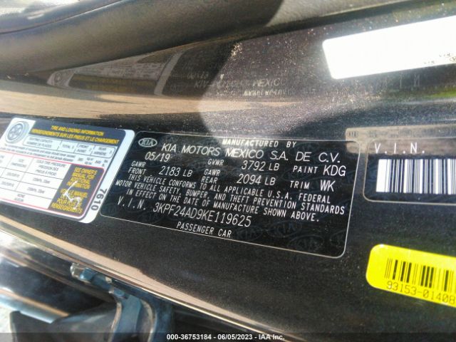 3KPF24AD9KE119625 KIA Forte Lxs