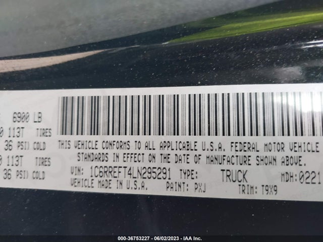 1C6RREFT4LN295291 RAM 1500 Big Horn