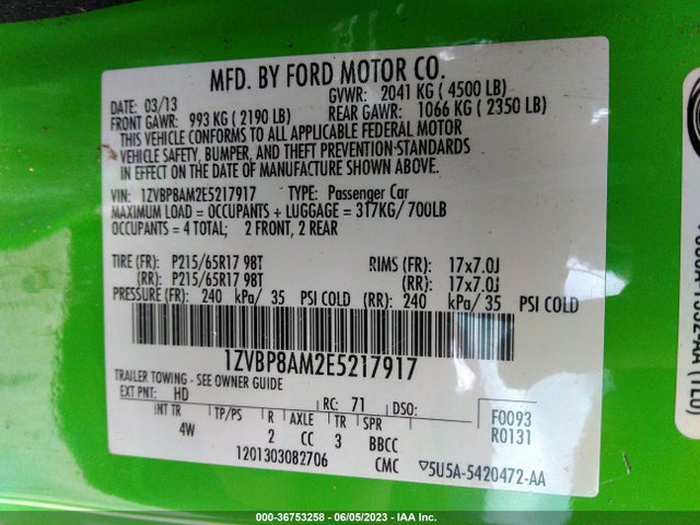 Ford Mustang V6 2014 1ZVBP8AM2E5217917 Image 11