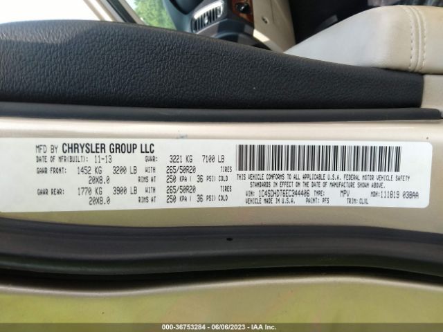 1C4SDHDT6EC344406 Dodge DURANGO LIMITED