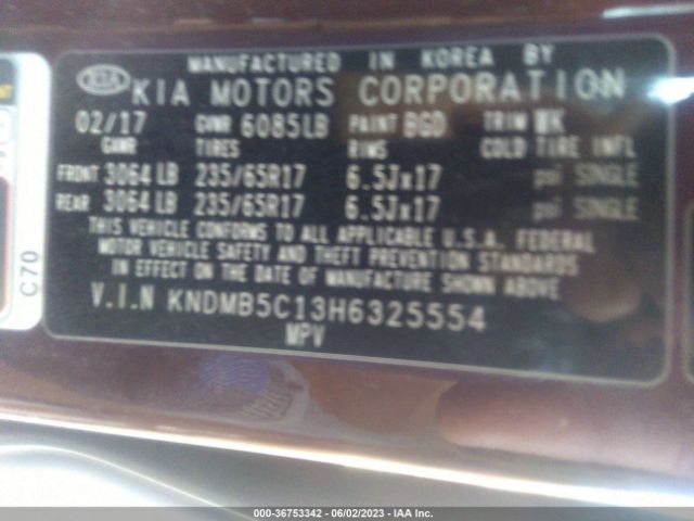 KNDMB5C13H6325554 KIA SEDONA LX