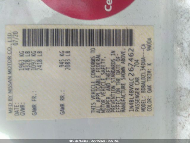 1N4BL4BVXLC267462 Nissan Altima 2.5 S