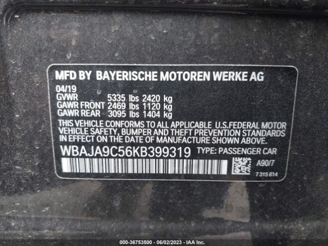 WBAJA9C56KB399319 BMW 5 Series 530e Iperformance