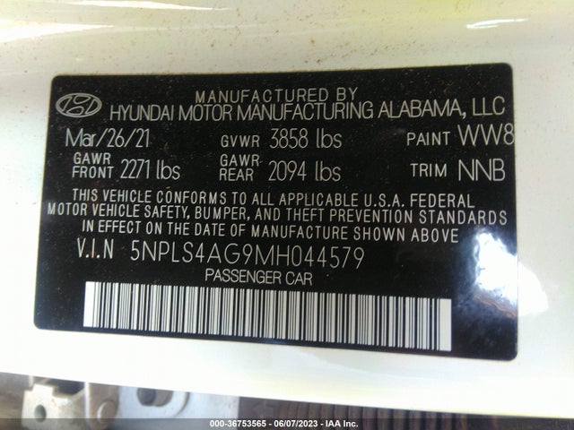 Hyundai ELANTRA SEL 2021 5NPLS4AG9MH044579 Image 9