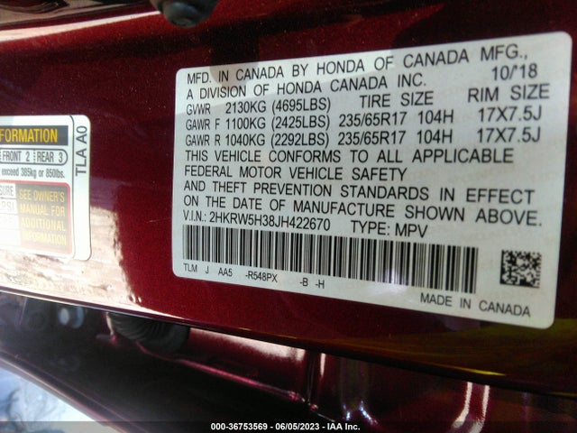 Honda CR-V LX 2018 2HKRW5H38JH422670 Image 9