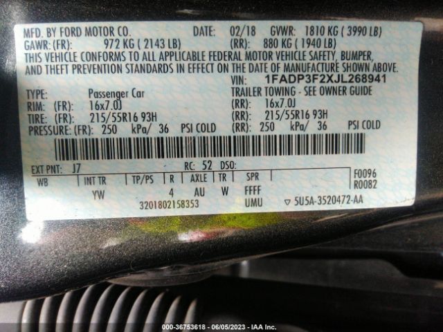 1FADP3F2XJL268941 Ford FOCUS SE