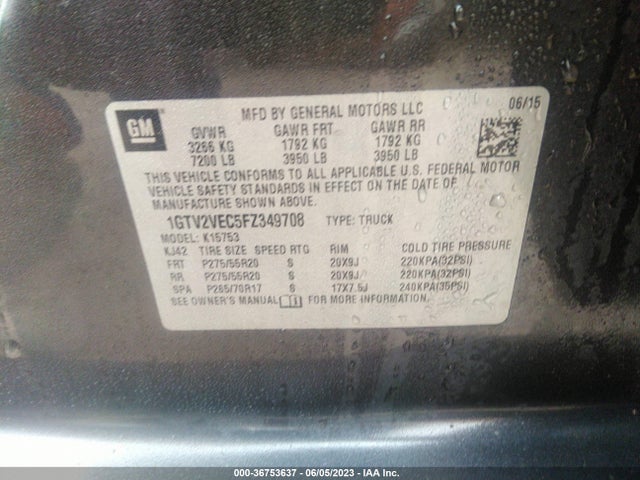 GMC Sierra 1500 Slt 2015 1GTV2VEC5FZ349708 Image 9