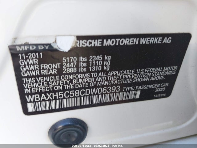 2012 BMW 5 SERIES 528I XDRIVE VIN: WBAXH5C58CDW06393