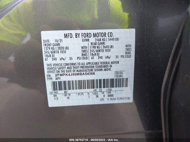 Ford Edge Sel/st-line 2021 2FMPK4J96MBA54366 Image 11