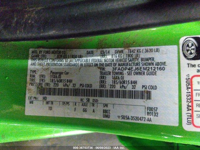 Ford FIESTA SE 2014 3FADP4EJ6EM212160 Image 10