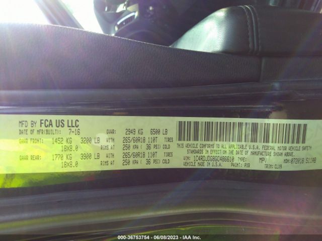 1C4RDJDG8GC486610 Dodge DURANGO LIMITED