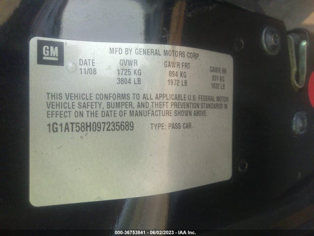 Aukcja sprzedaży 2009 Chevrolet Cobalt Lt W/1lt, vin: 1G1AT58H097235689, numer aukcji: 36753841