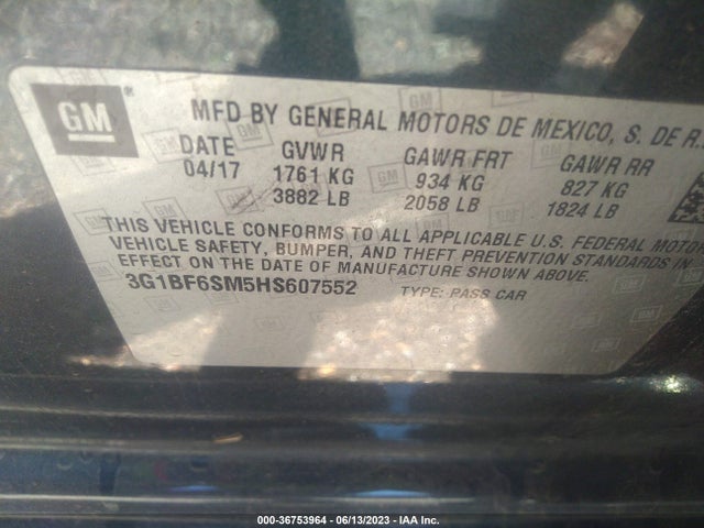 Chevrolet Cruze Premier 2017 3G1BF6SM5HS607552 Image 15