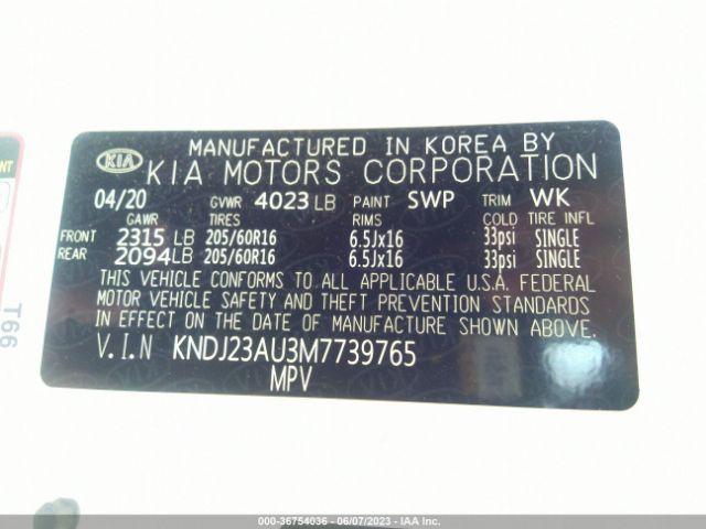 KNDJ23AU3M7739765 KIA SOUL S