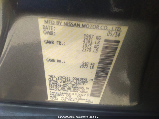Nissan Altima 3.5 Sl 2014 1N4BL3AP6EC422623 Image 9
