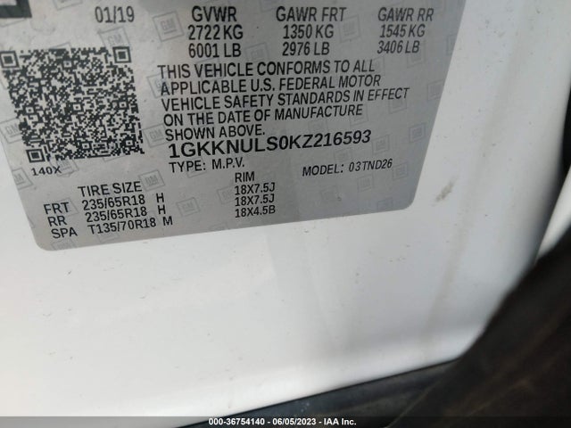 GMC ACADIA SLT 2019 1GKKNULS0KZ216593 Image 9