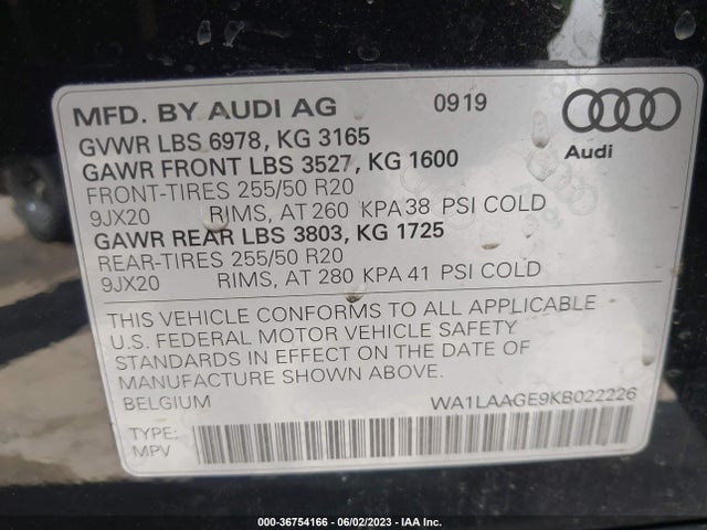 2019 Audi e-tron, VIN: WA1LAAGE9KB022226