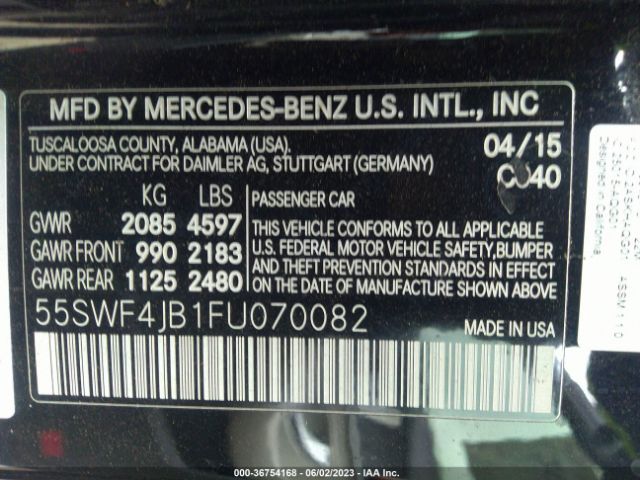 55SWF4JB1FU070082 Mercedes-Benz C-class C 300
