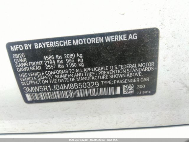 3MW5R1J04M8B50329 BMW 3 Series 330i