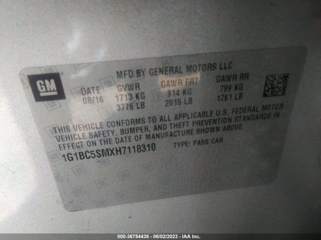 Chevrolet CRUZE LS 2017 1G1BC5SMXH7118310 Image 10