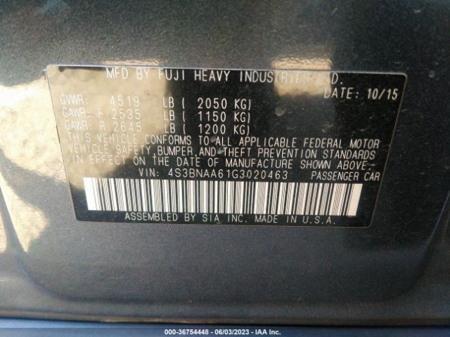 4S3BNAA61G3020463 Subaru Legacy 2.5i