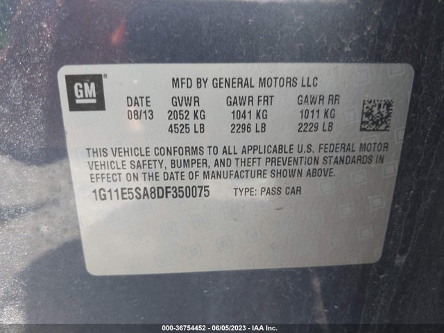 2013 CHEVROLET MALIBU LT VIN: 1G11E5SA8DF350075