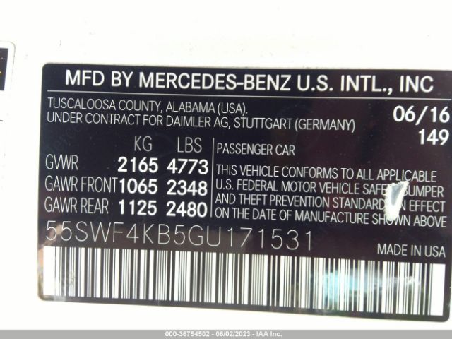 55SWF4KB5GU171531 Mercedes-Benz C-class C 300