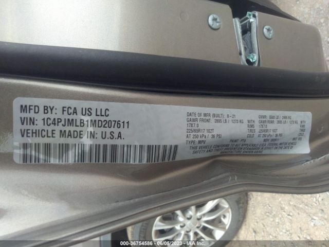 1C4PJMLB1MD207611 Jeep Cherokee Latitude Plus