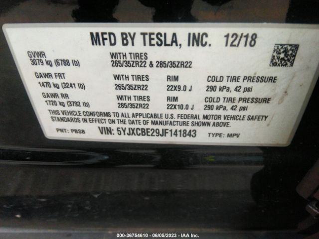 5YJXCBE29JF141843 Tesla Model X 75d/100d/p100d