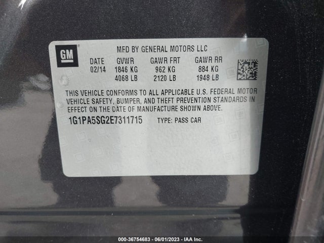 Chevrolet CRUZE LS 2014 1G1PA5SG2E7311715 Image 10
