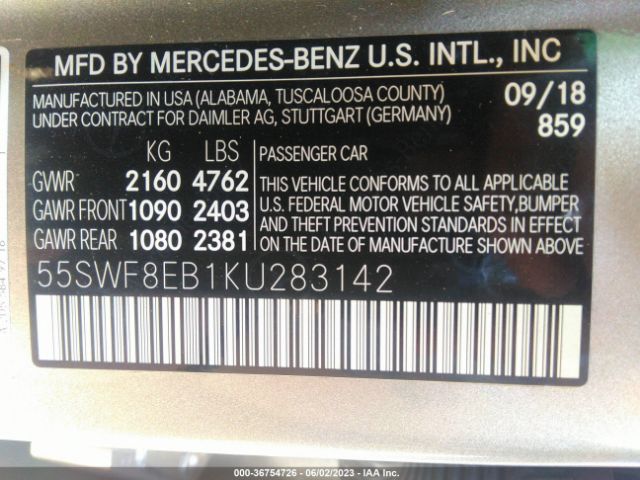 55SWF8EB1KU283142 Mercedes-Benz C-class C 300