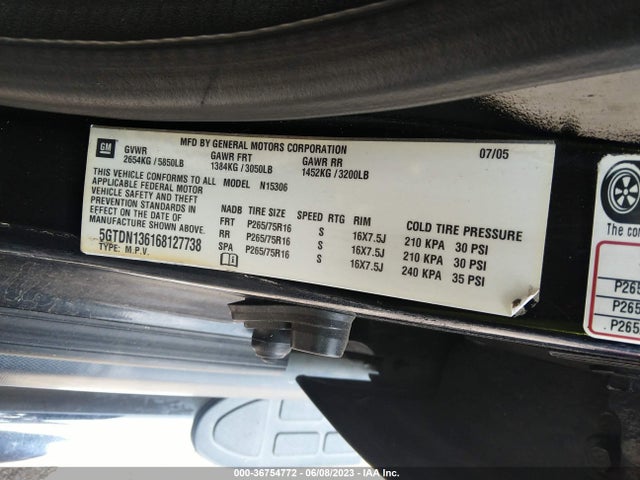 2006 HUMMER H3 VIN: 5GTDN136168127738