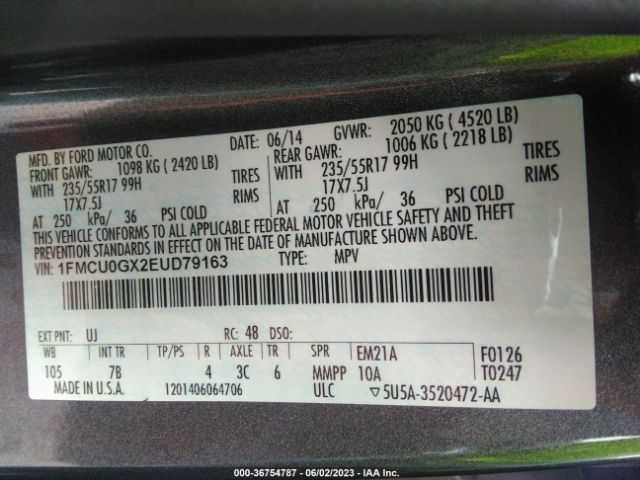 1FMCU0GX2EUD79163 Ford ESCAPE SE