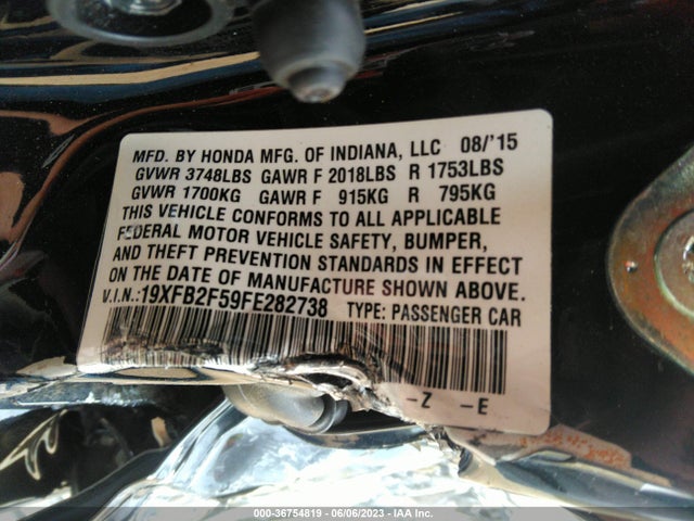Honda Civic Sedan Lx 2015 19XFB2F59FE282738 Image 9