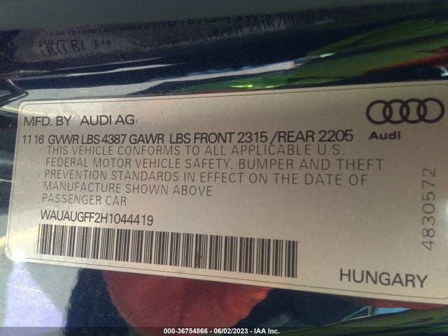 WAUAUGFF2H1044419 Audi A3 Sedan Premium