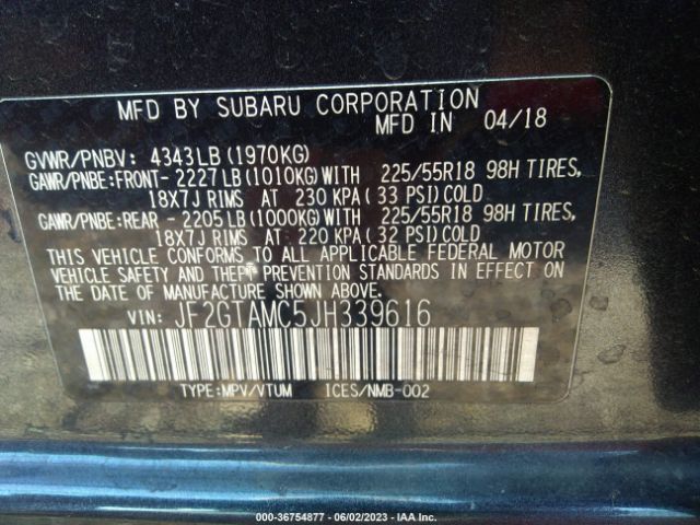 JF2GTAMC5JH339616 Subaru Crosstrek Limited