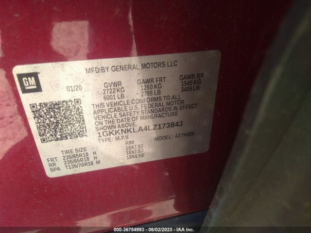 1GKKNKLA4LZ173843 GMC ACADIA SLE
