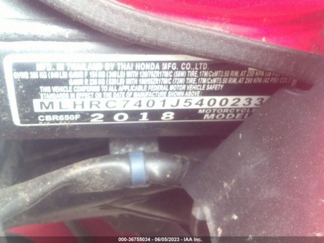 2018 HONDA CBR650 MLHRC7401J5400233 Photo 9