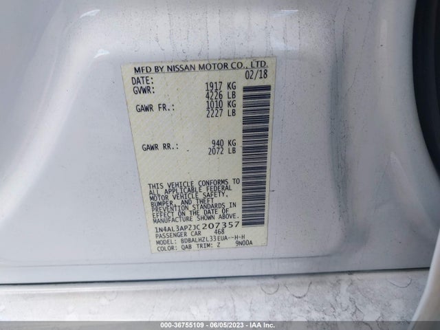 2018 NISSAN ALTIMA 2.5 SR VIN: 1N4AL3AP2JC207357