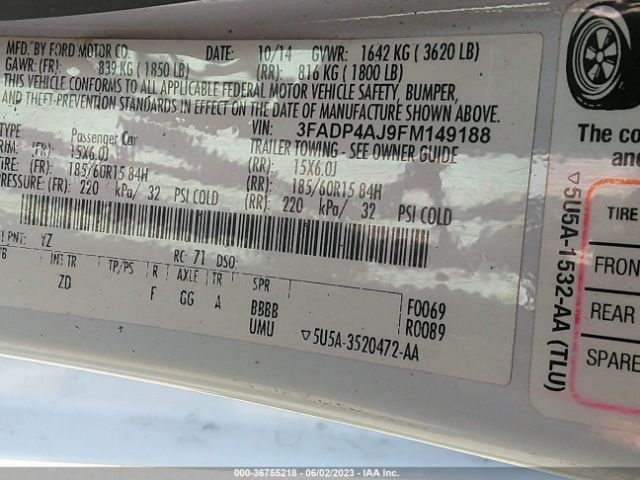3FADP4AJ9FM149188 Ford FIESTA S