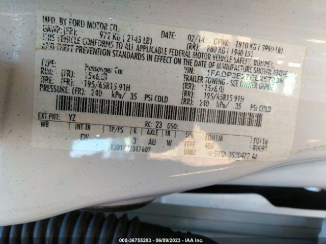 1FADP3E27EL257838 Ford FOCUS S