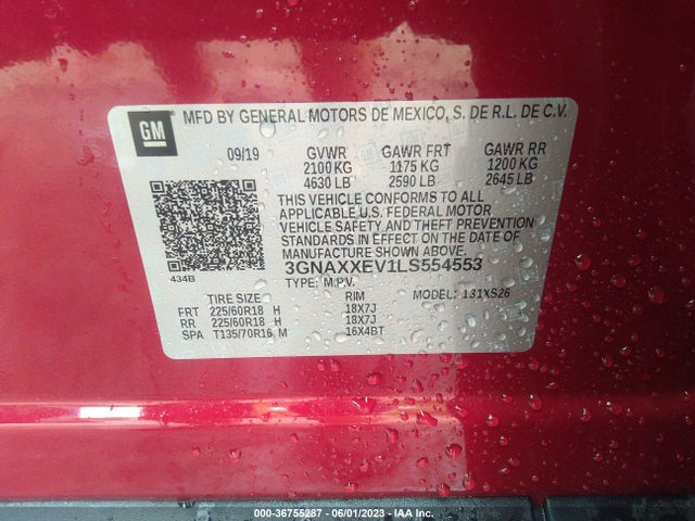 Chevrolet Equinox Premier 2020 3GNAXXEV1LS554553 Image 9